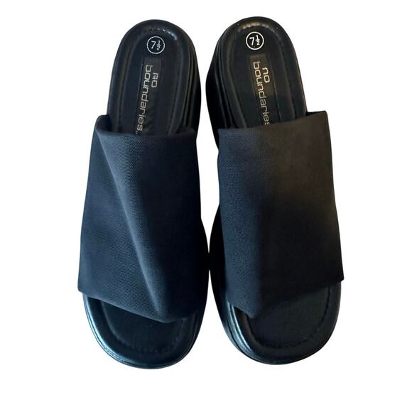 No Boundaries Shoes - Y2K Vintage No Boundaries Platform Slip On Wedge Sandals Size 7.5 Bratz Chunky